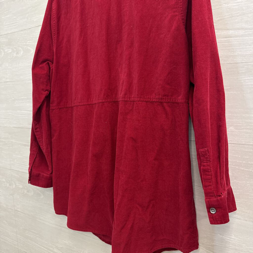 J Jill Red Corduroy Long Sleeve Button Down Top Large