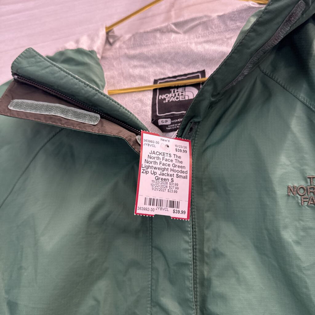 The North Face Green Lightweight Hooded Zip Up Jacket Small