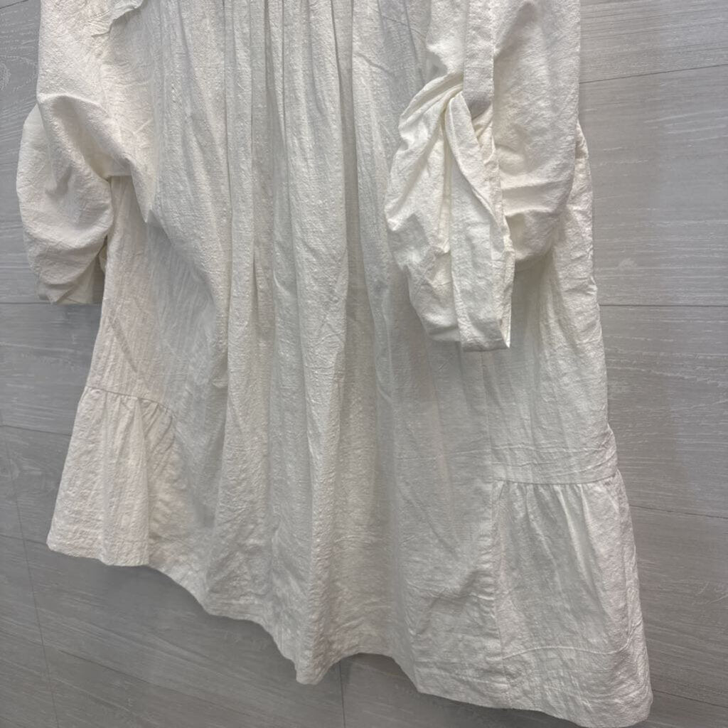 Mustard Seed White Long Sleeve Button Down Tunic Top Small