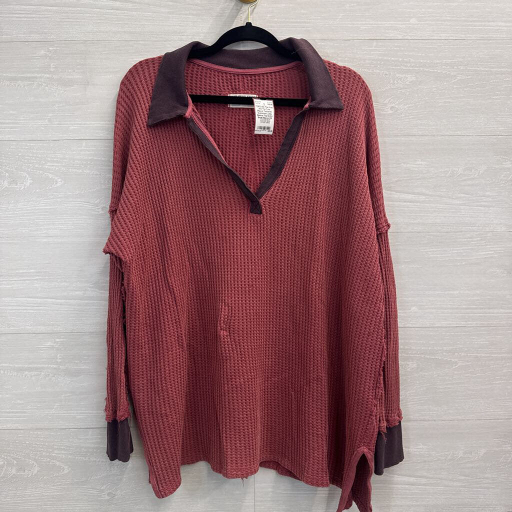 We The Free Mauve Textured Oversized Long Sleeve Top Extra Small