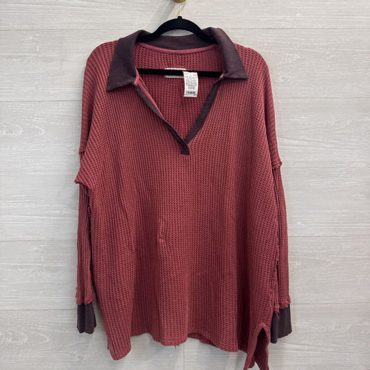 We The Free Mauve Textured Oversized Long Sleeve Top Extra Small