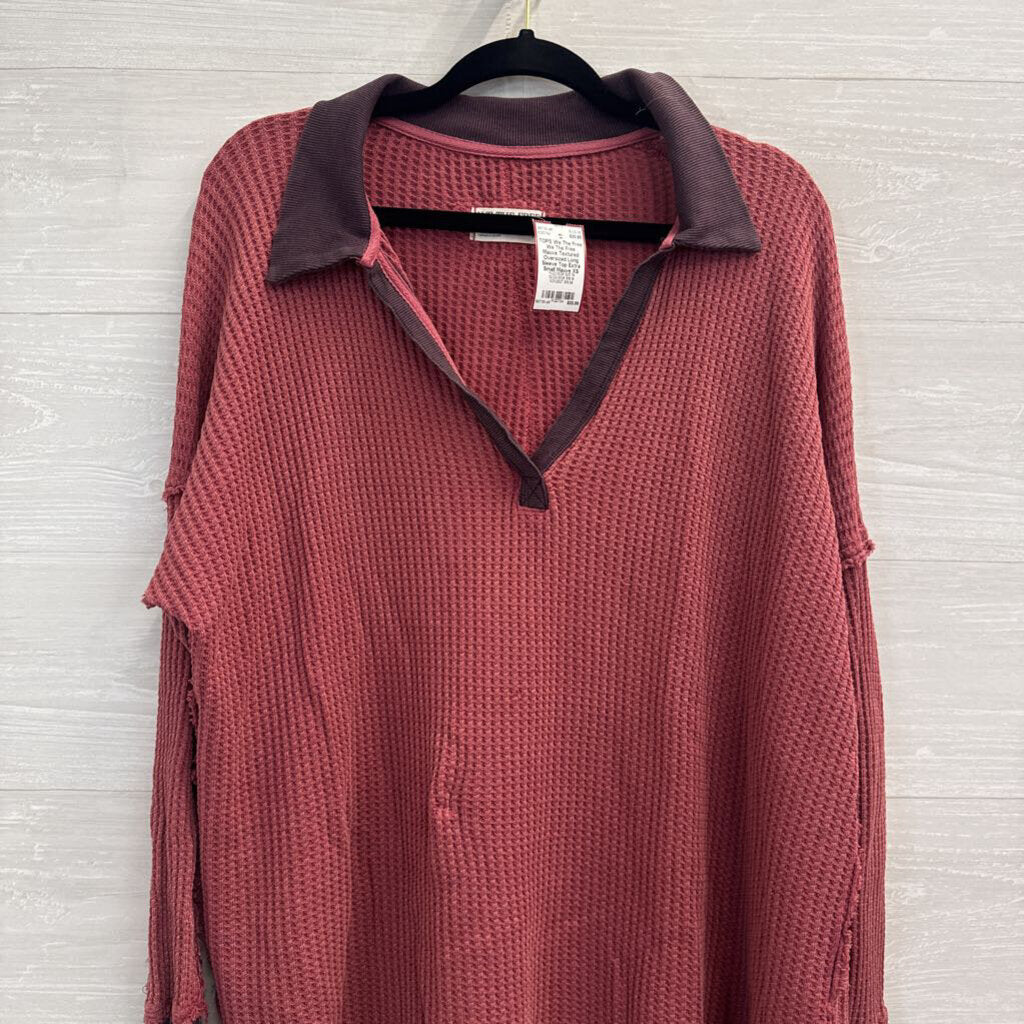 We The Free Mauve Textured Oversized Long Sleeve Top Extra Small