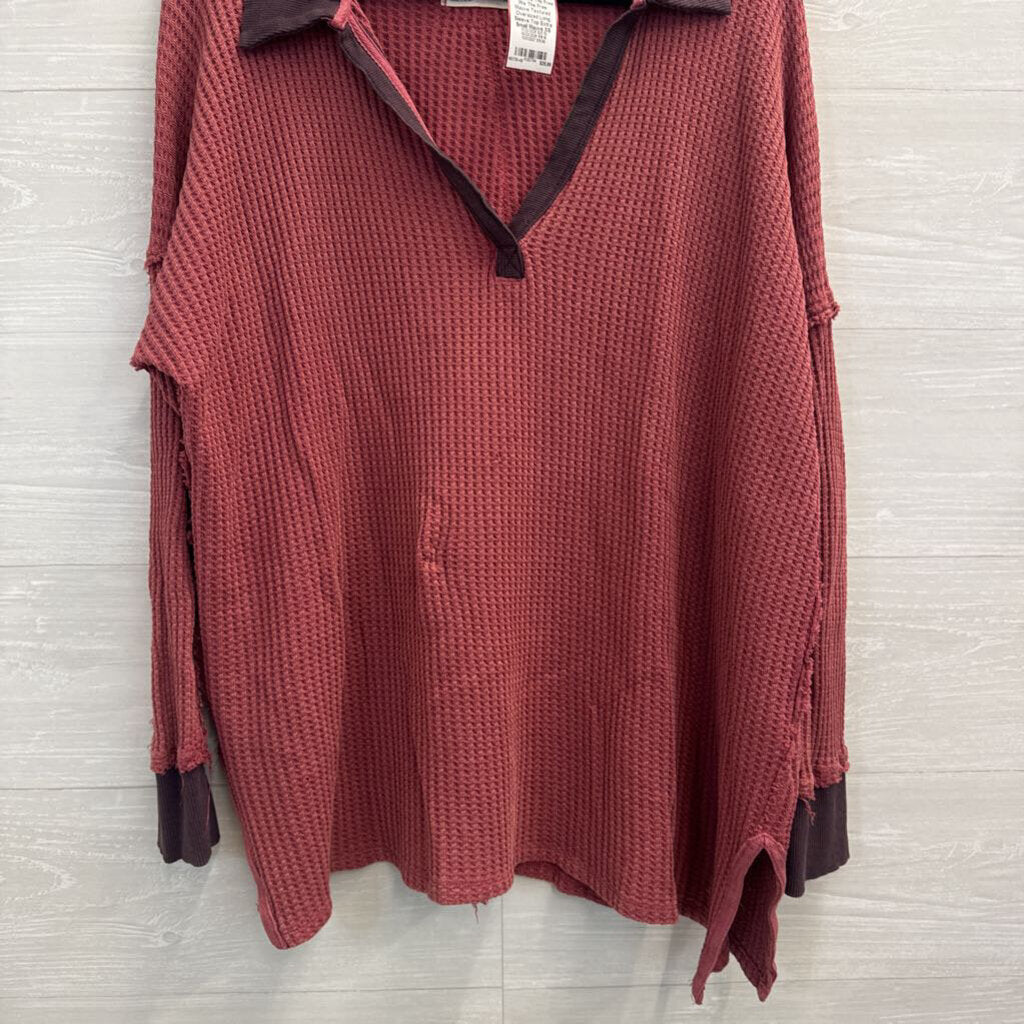We The Free Mauve Textured Oversized Long Sleeve Top Extra Small