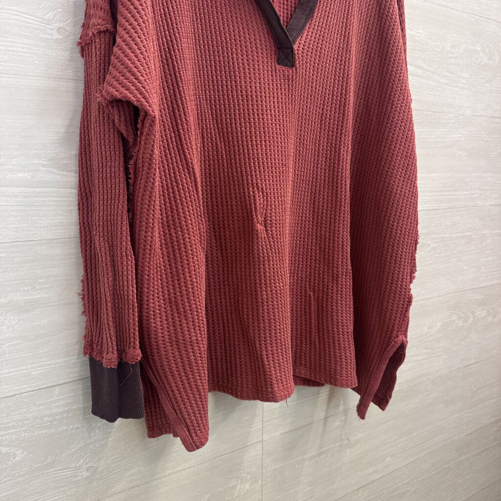 We The Free Mauve Textured Oversized Long Sleeve Top Extra Small
