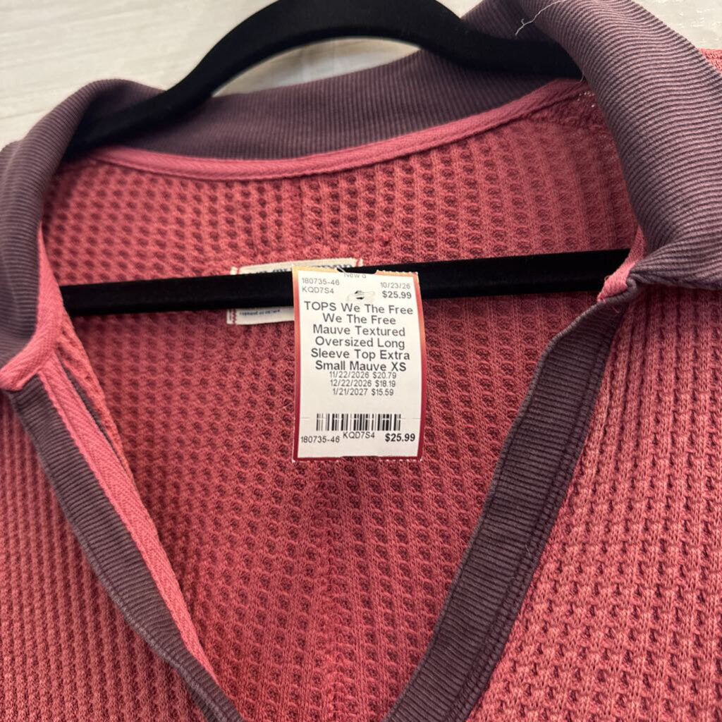 We The Free Mauve Textured Oversized Long Sleeve Top Extra Small