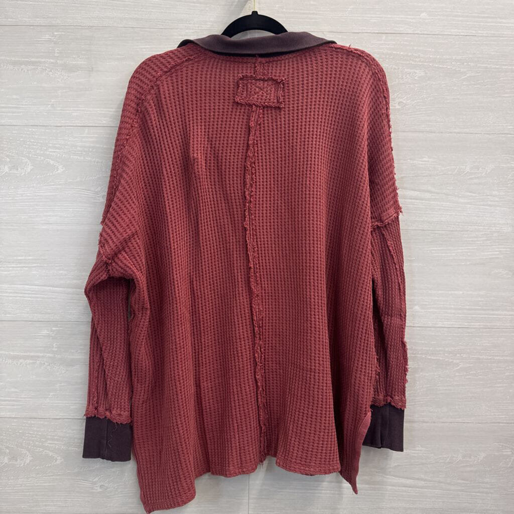 We The Free Mauve Textured Oversized Long Sleeve Top Extra Small