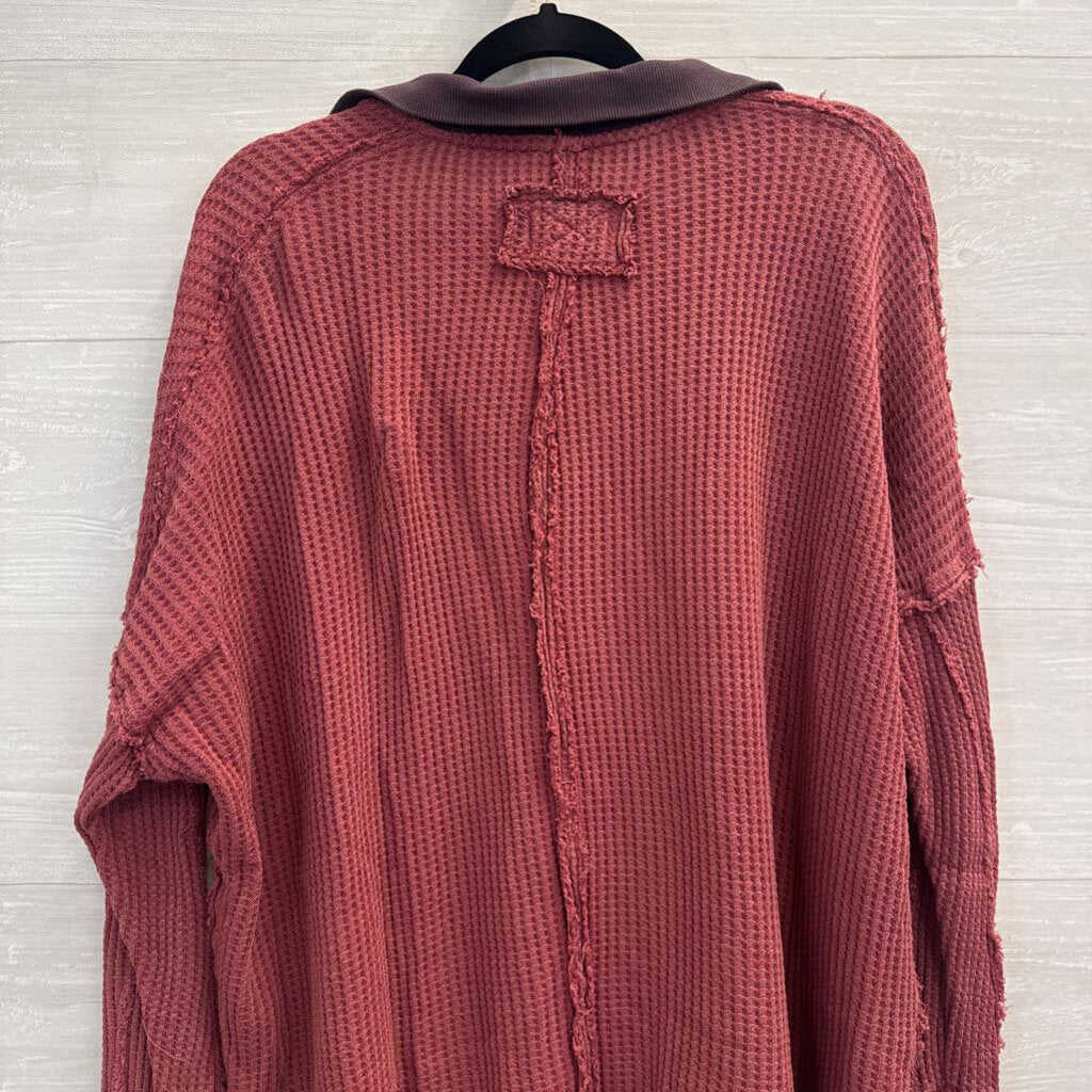 We The Free Mauve Textured Oversized Long Sleeve Top Extra Small