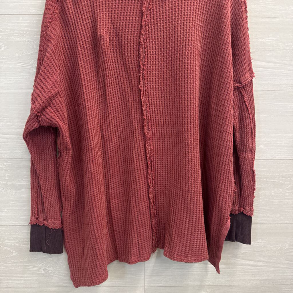 We The Free Mauve Textured Oversized Long Sleeve Top Extra Small