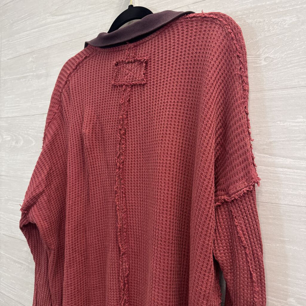 We The Free Mauve Textured Oversized Long Sleeve Top Extra Small