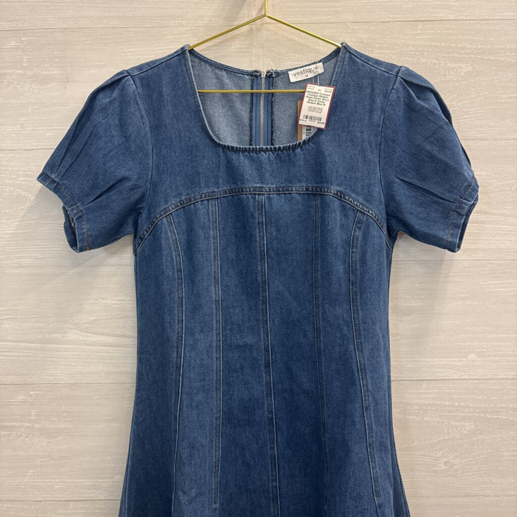 Vestique Medium Wash Denim Short Sleeve Dress Medium