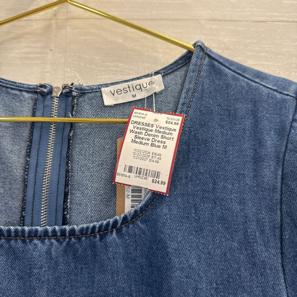 Vestique Medium Wash Denim Short Sleeve Dress Medium
