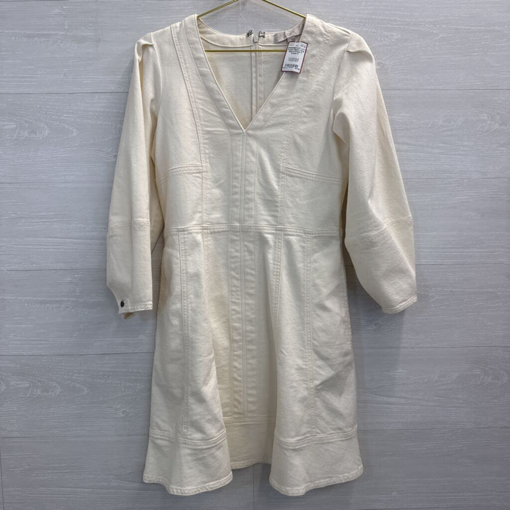 Loft Cream Denim Long Sleeve Dress 2