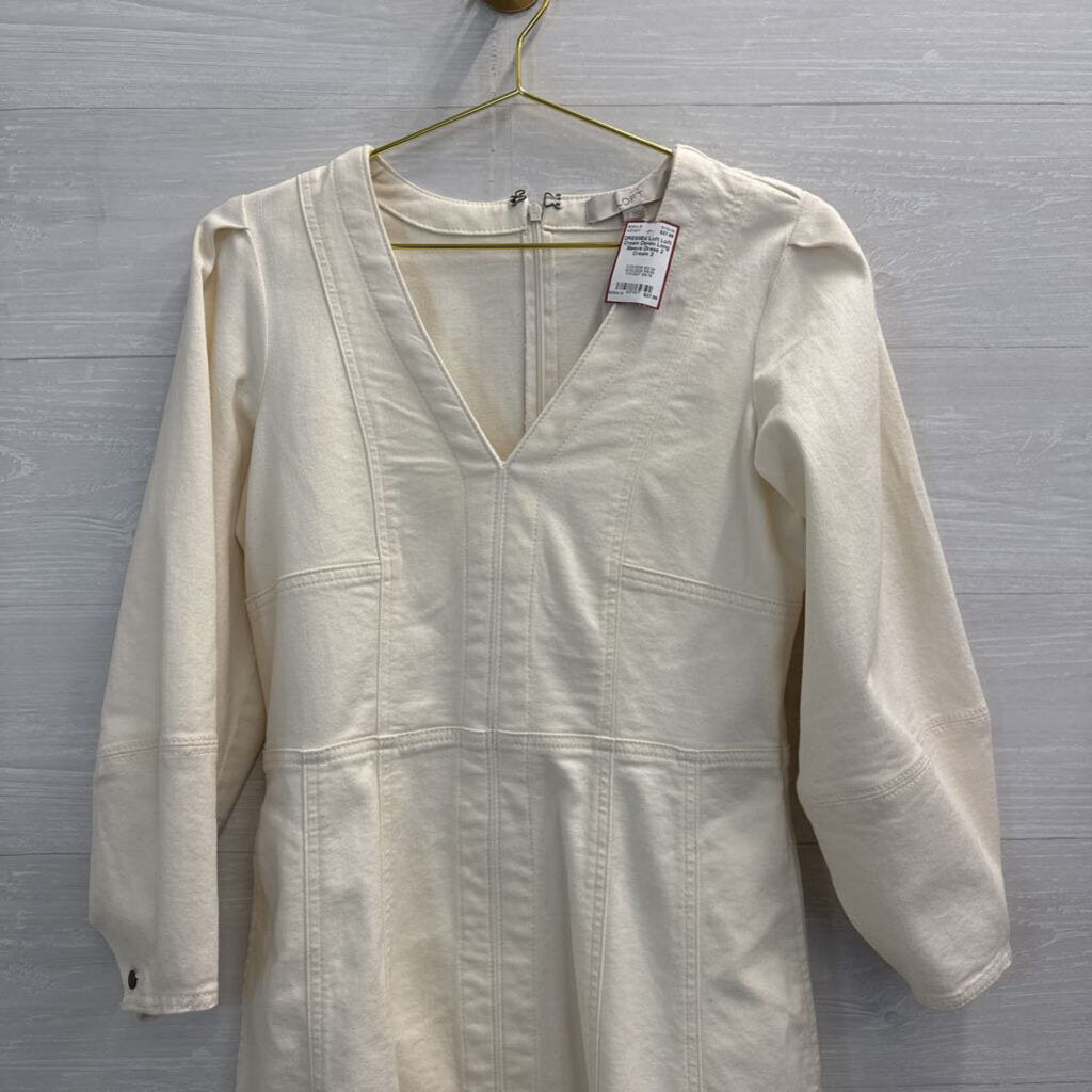 Loft Cream Denim Long Sleeve Dress 2