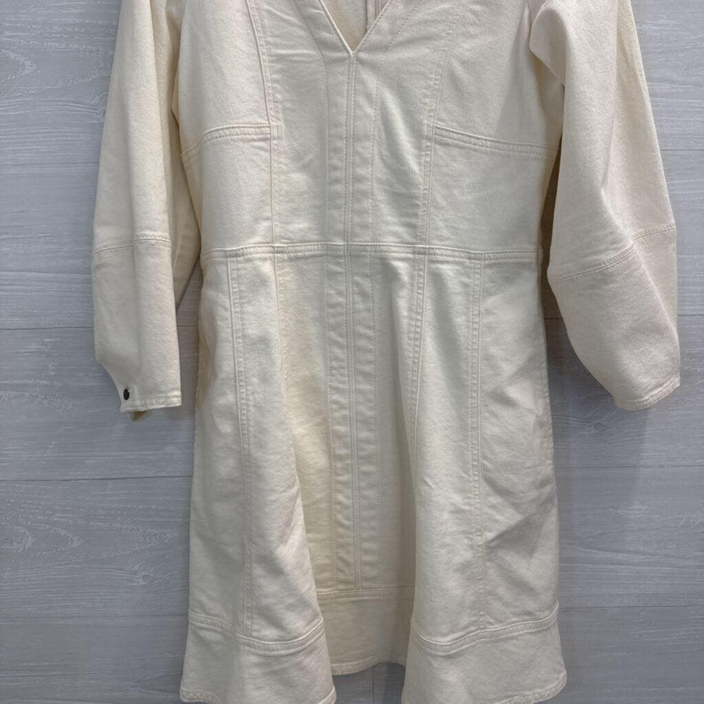 Loft Cream Denim Long Sleeve Dress 2