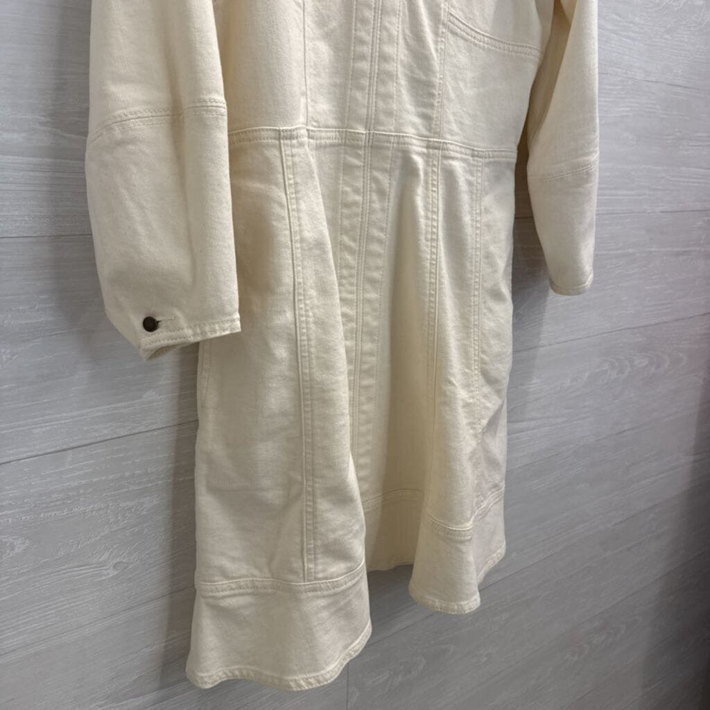 Loft Cream Denim Long Sleeve Dress 2