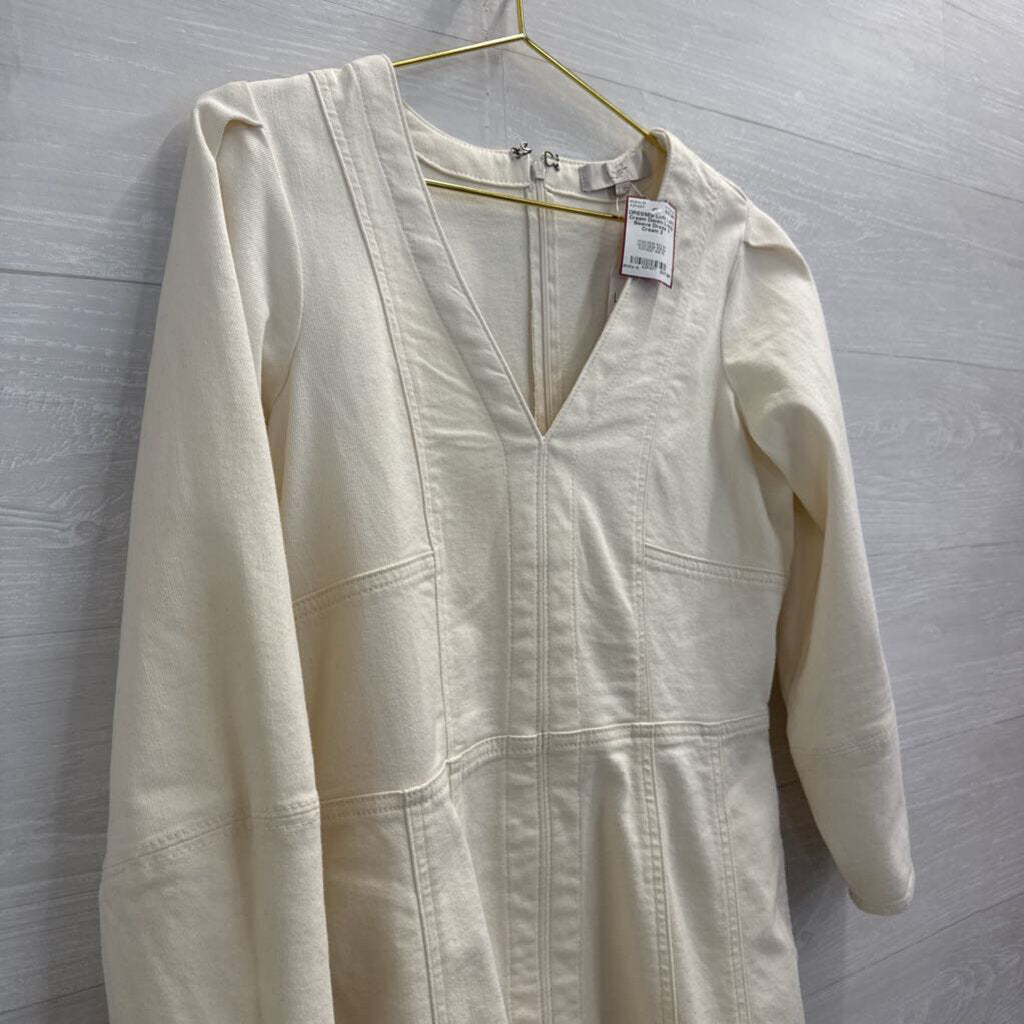 Loft Cream Denim Long Sleeve Dress 2
