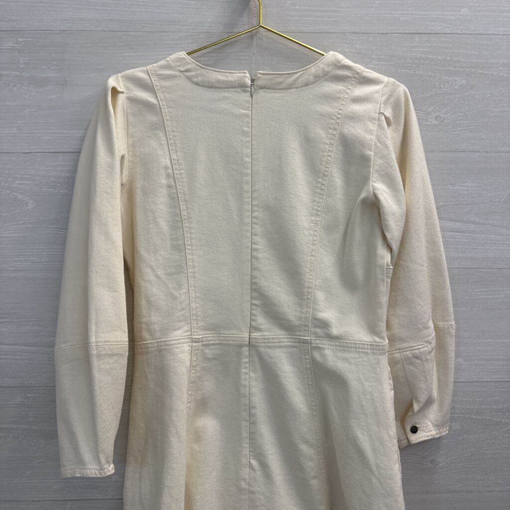 Loft Cream Denim Long Sleeve Dress 2