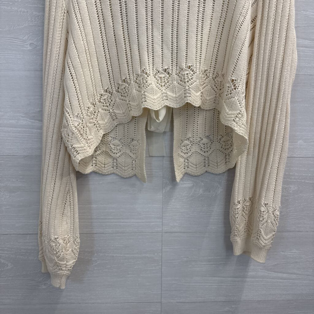 Originality Cream Knit Tie Front Sweater Medium