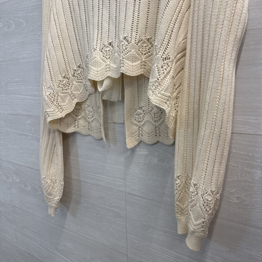 Originality Cream Knit Tie Front Sweater Medium