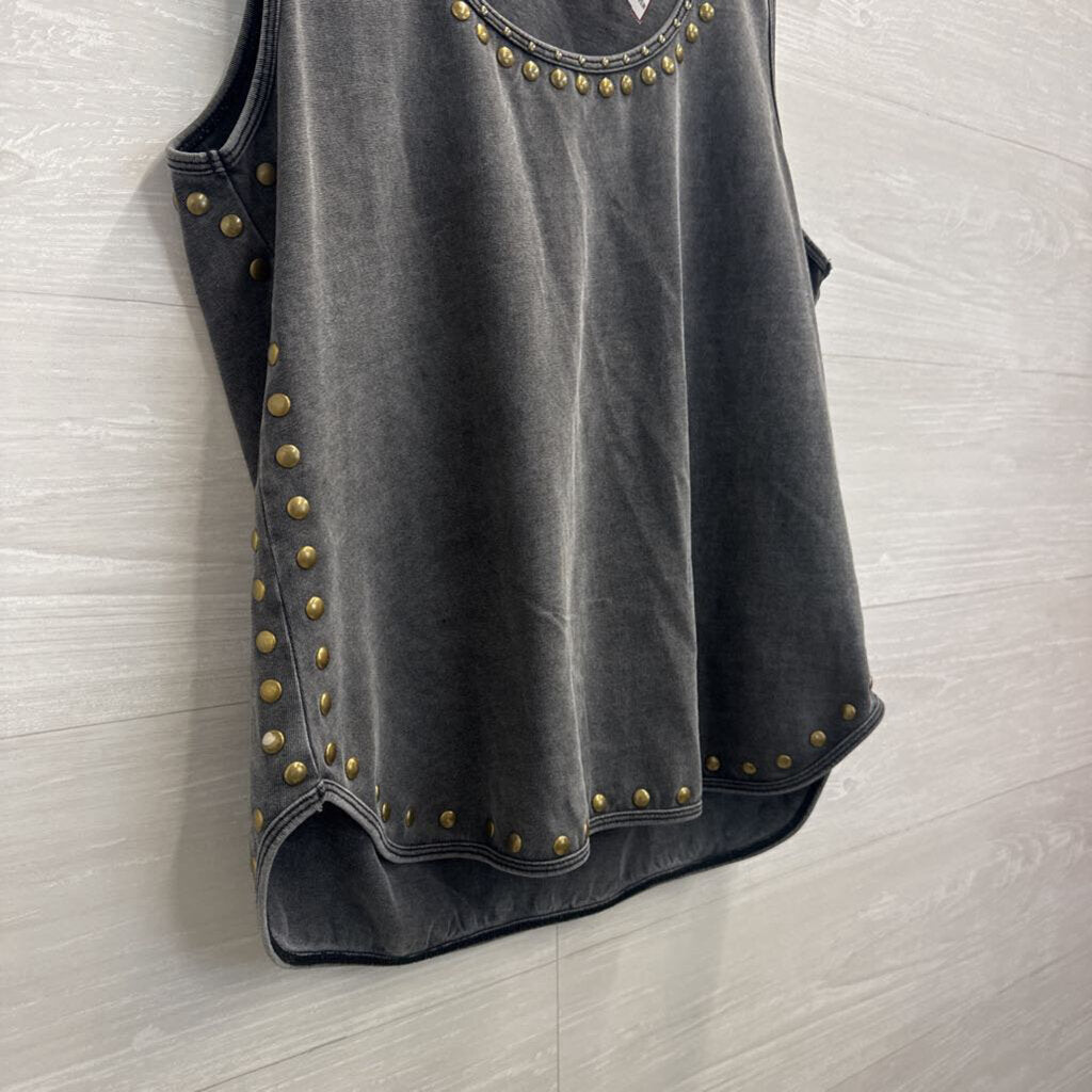 Gilded Intent Grey Studded Tank Top Medium