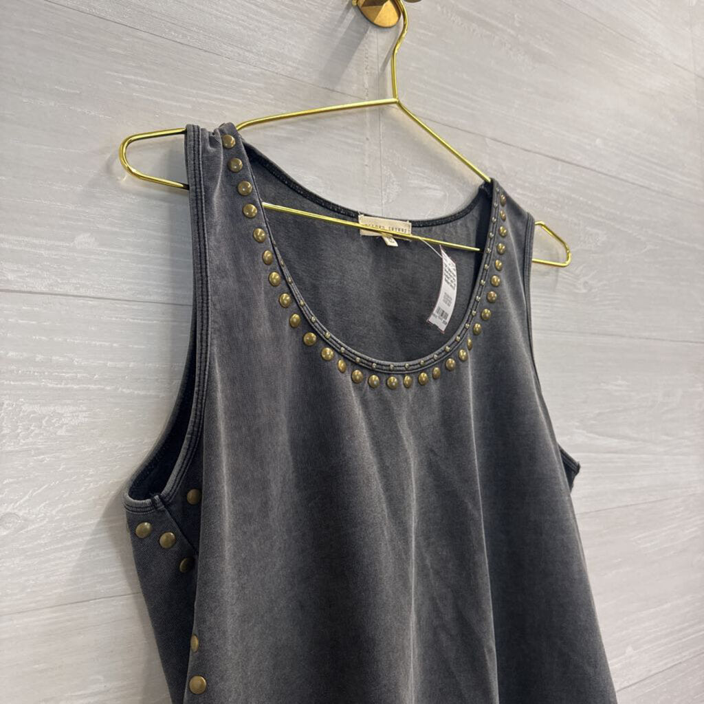 Gilded Intent Grey Studded Tank Top Medium