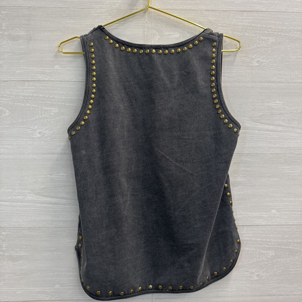 Gilded Intent Grey Studded Tank Top Medium