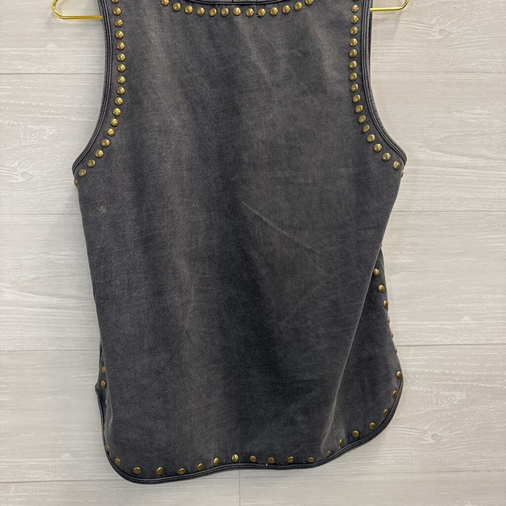 Gilded Intent Grey Studded Tank Top Medium