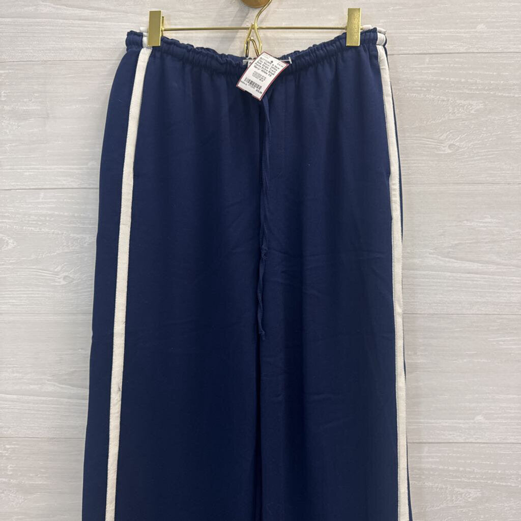 Navy/ White Side Stripe Track Pants Extra Small