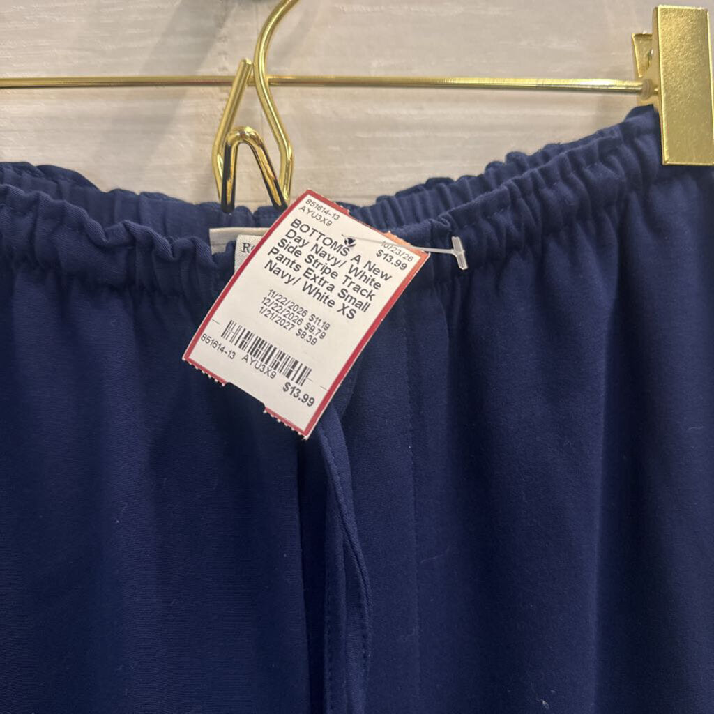 Navy/ White Side Stripe Track Pants Extra Small