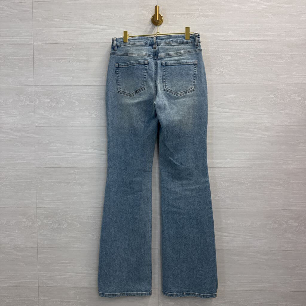 Boston Proper Light Wash Cream Embroidered Bootcut Jeans 2
