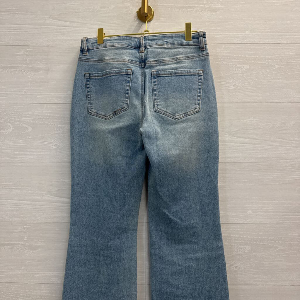 Boston Proper Light Wash Cream Embroidered Bootcut Jeans 2