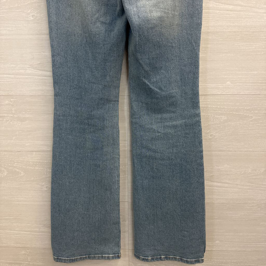 Boston Proper Light Wash Cream Embroidered Bootcut Jeans 2