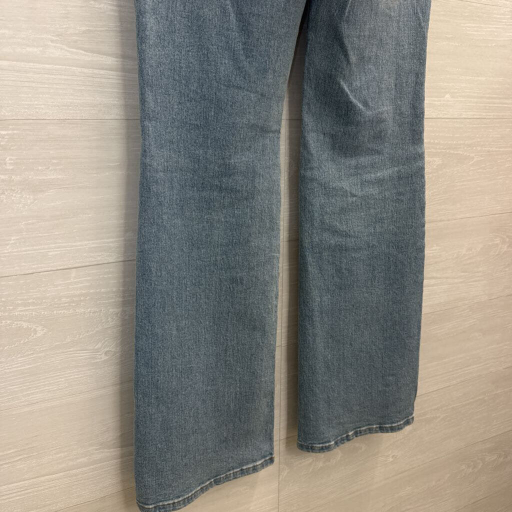 Boston Proper Light Wash Cream Embroidered Bootcut Jeans 2