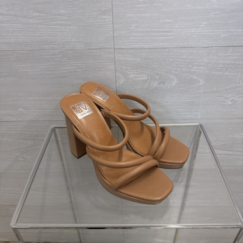 DV by Dolce Vita Tan Strappy Block Heel Sandals 9.0