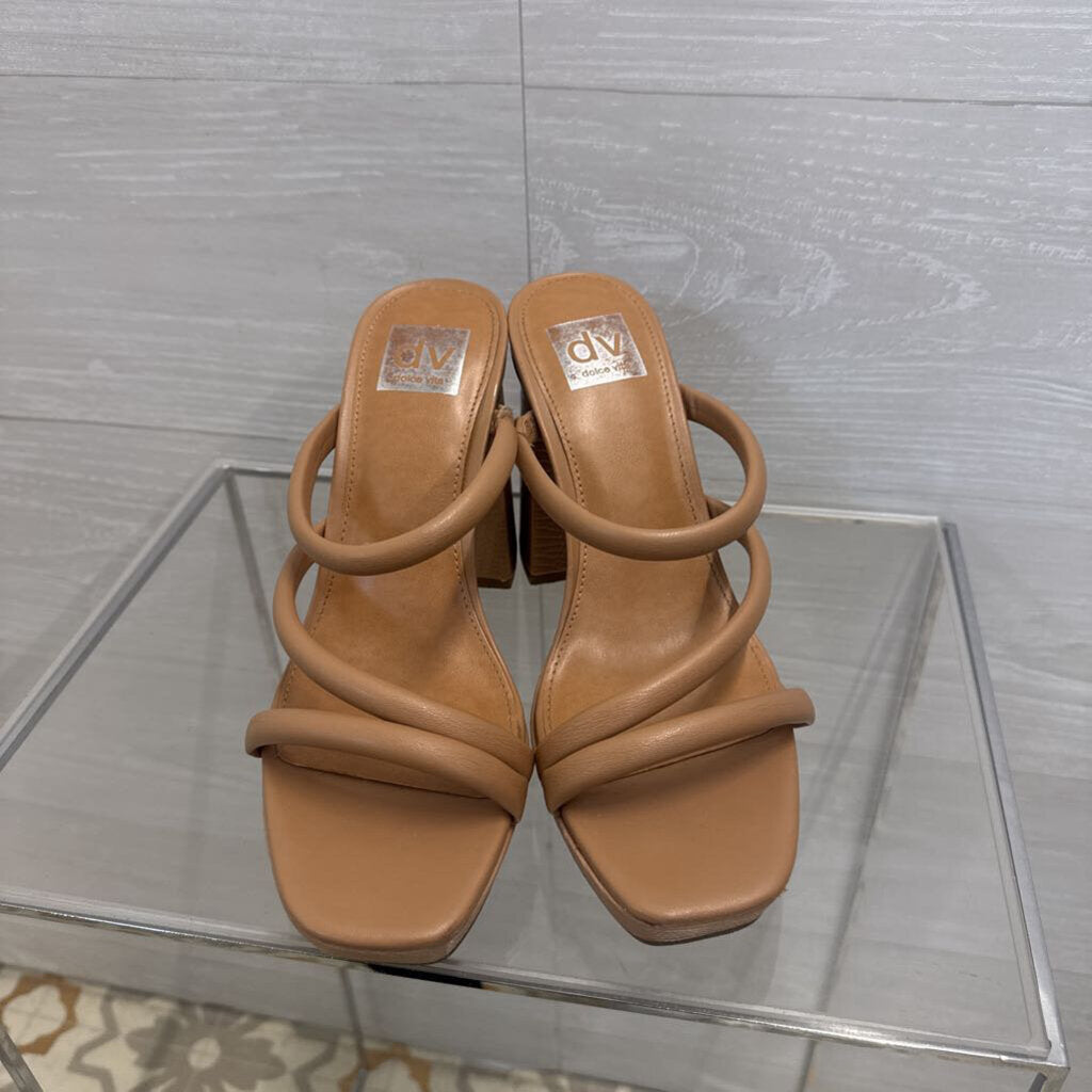 DV by Dolce Vita Tan Strappy Block Heel Sandals 9.0