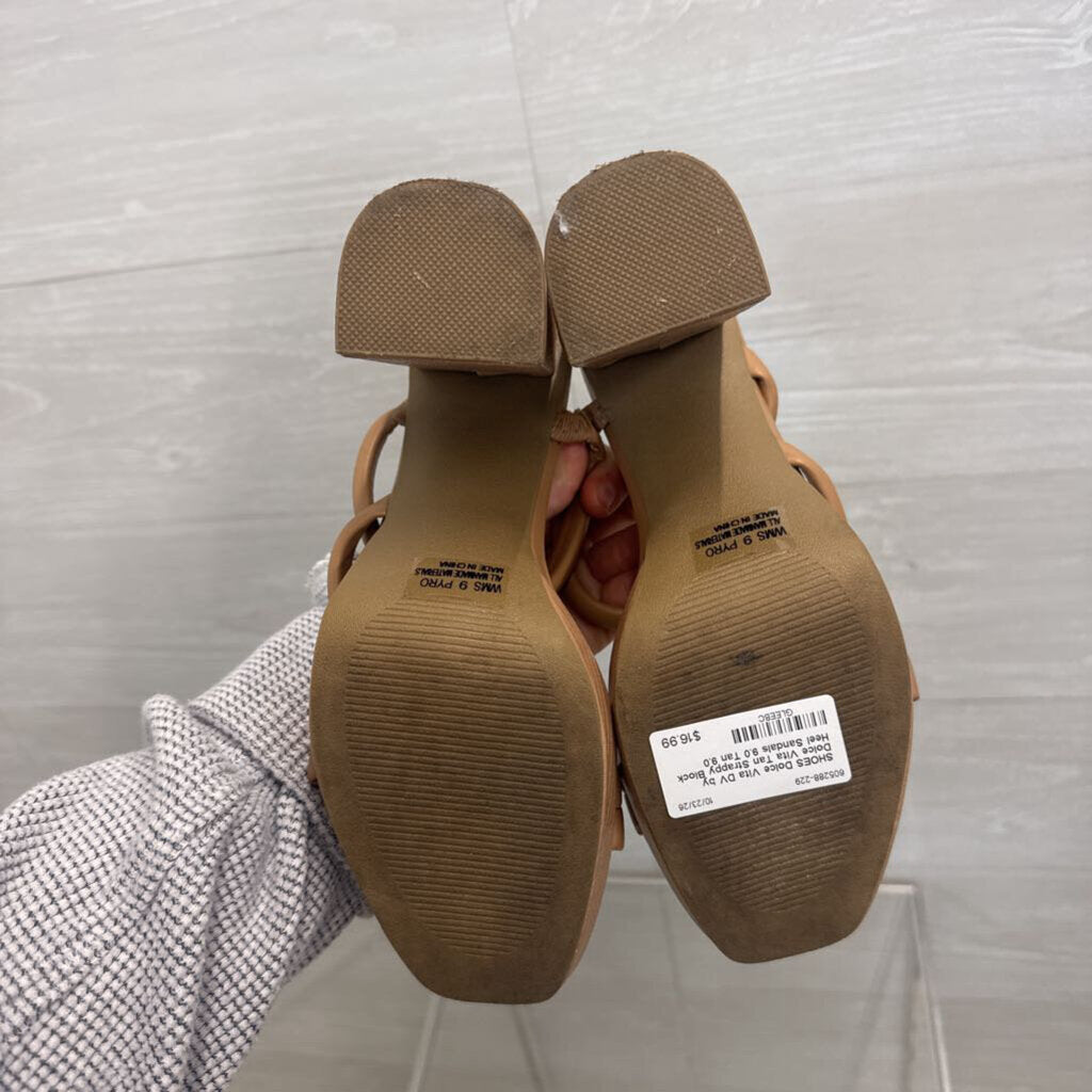 DV by Dolce Vita Tan Strappy Block Heel Sandals 9.0