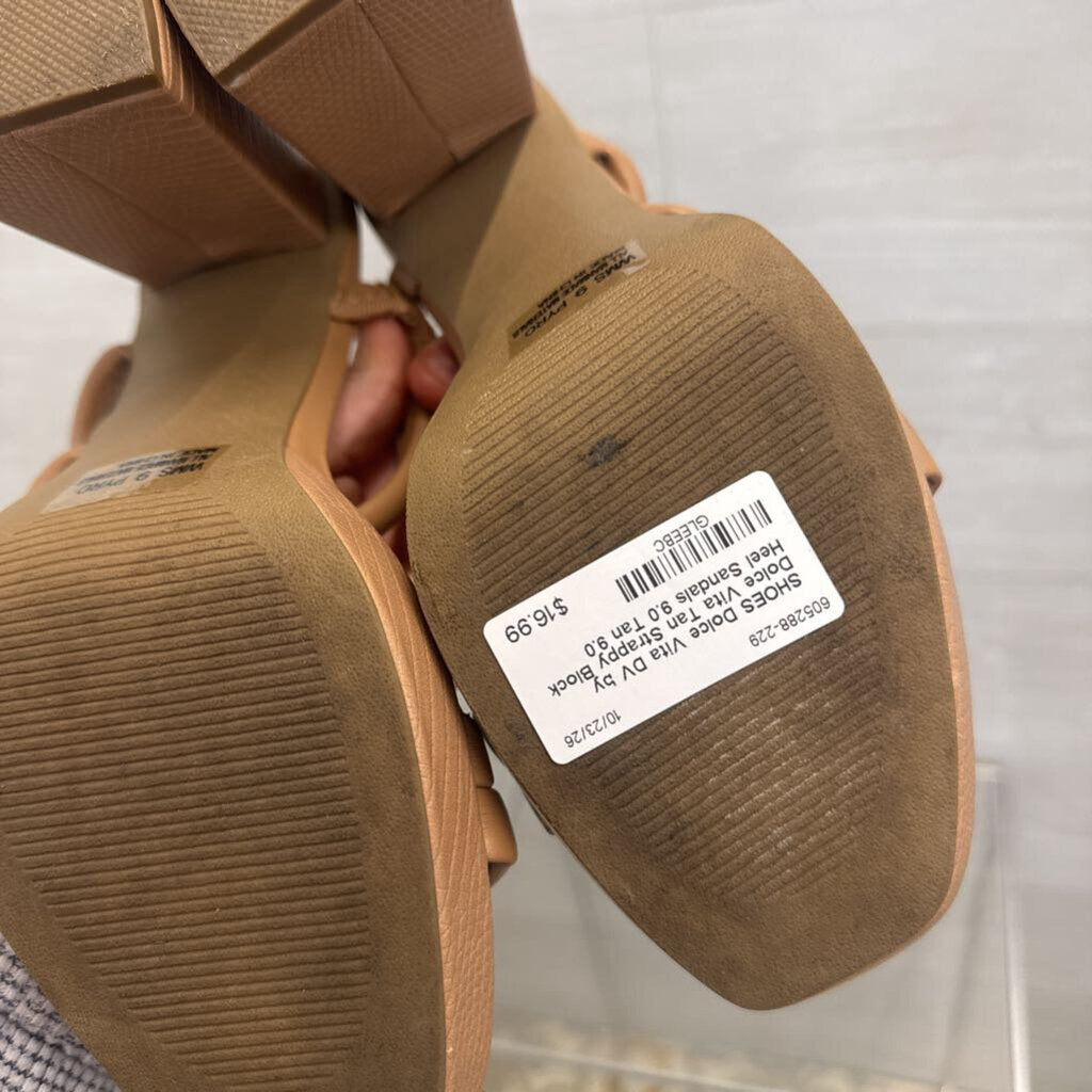 DV by Dolce Vita Tan Strappy Block Heel Sandals 9.0