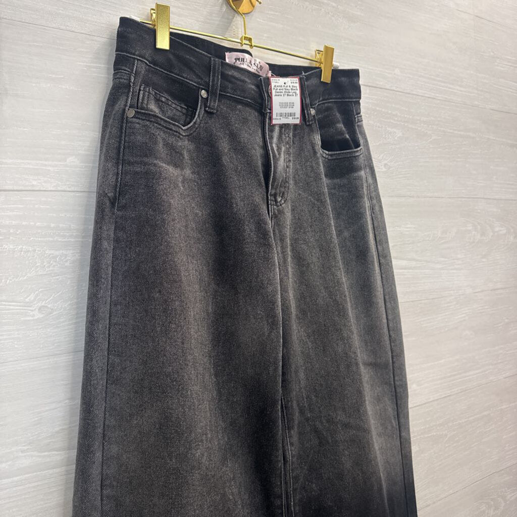 Pull and Slay Black Denim Wide Leg Jeans 27