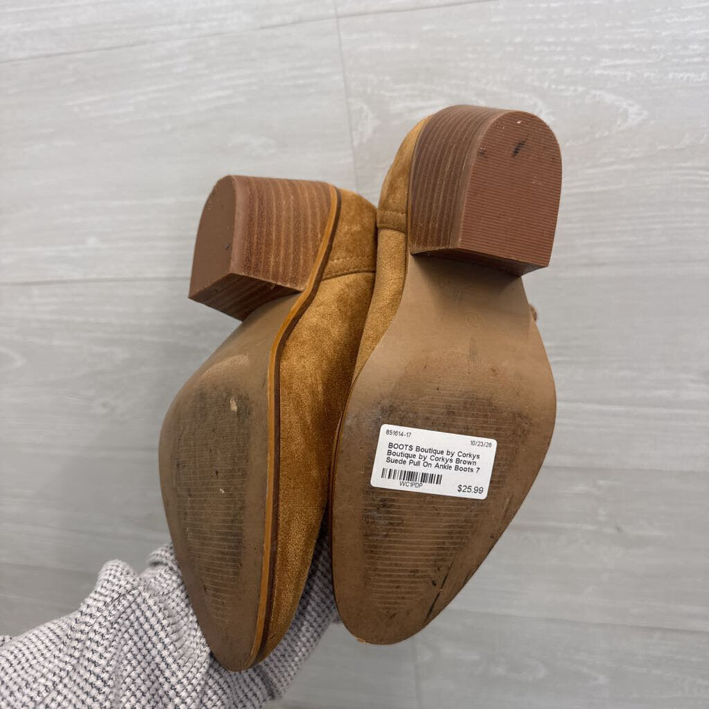 Boutique by Corkys Brown Suede Pull On Ankle Boots 7
