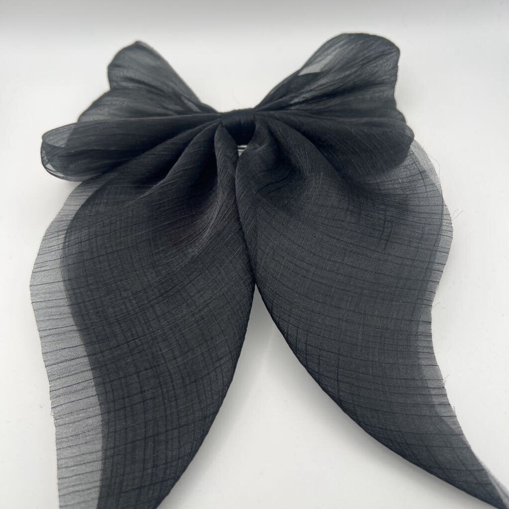 Black Fabric Bow Hair Clip