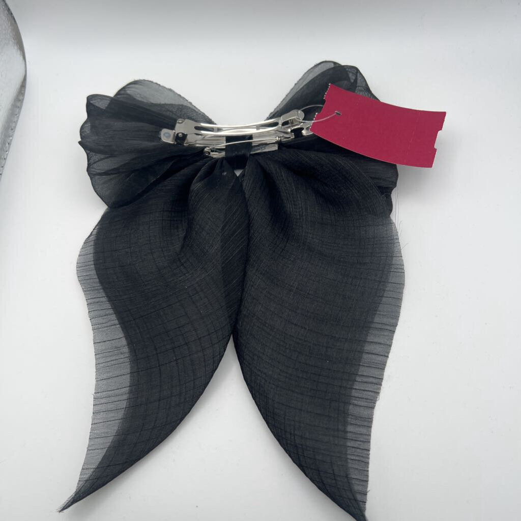 Black Fabric Bow Hair Clip