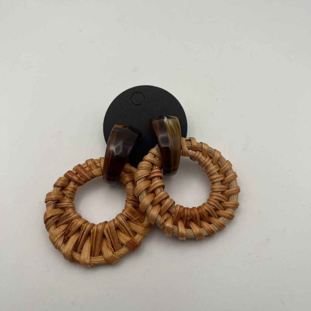 Brown Woven Drop Earrings