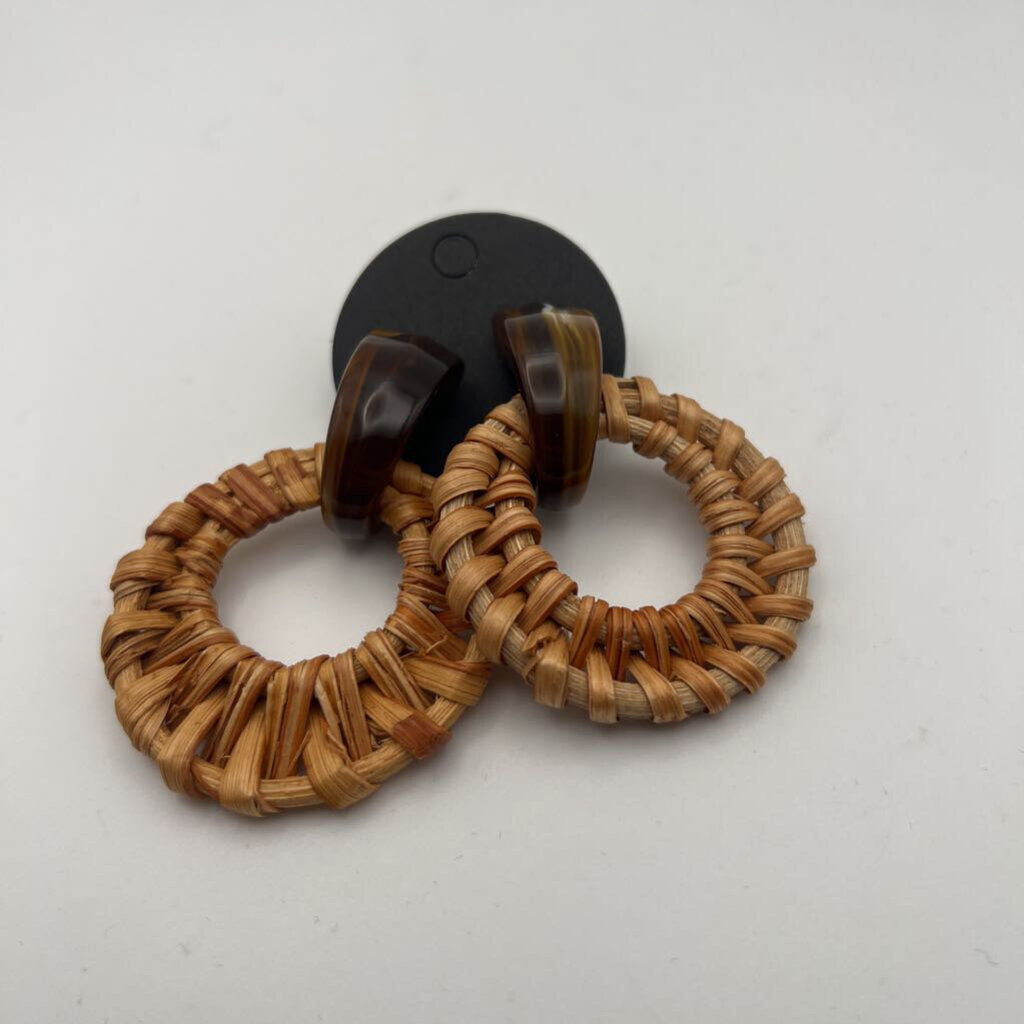 Brown Woven Drop Earrings