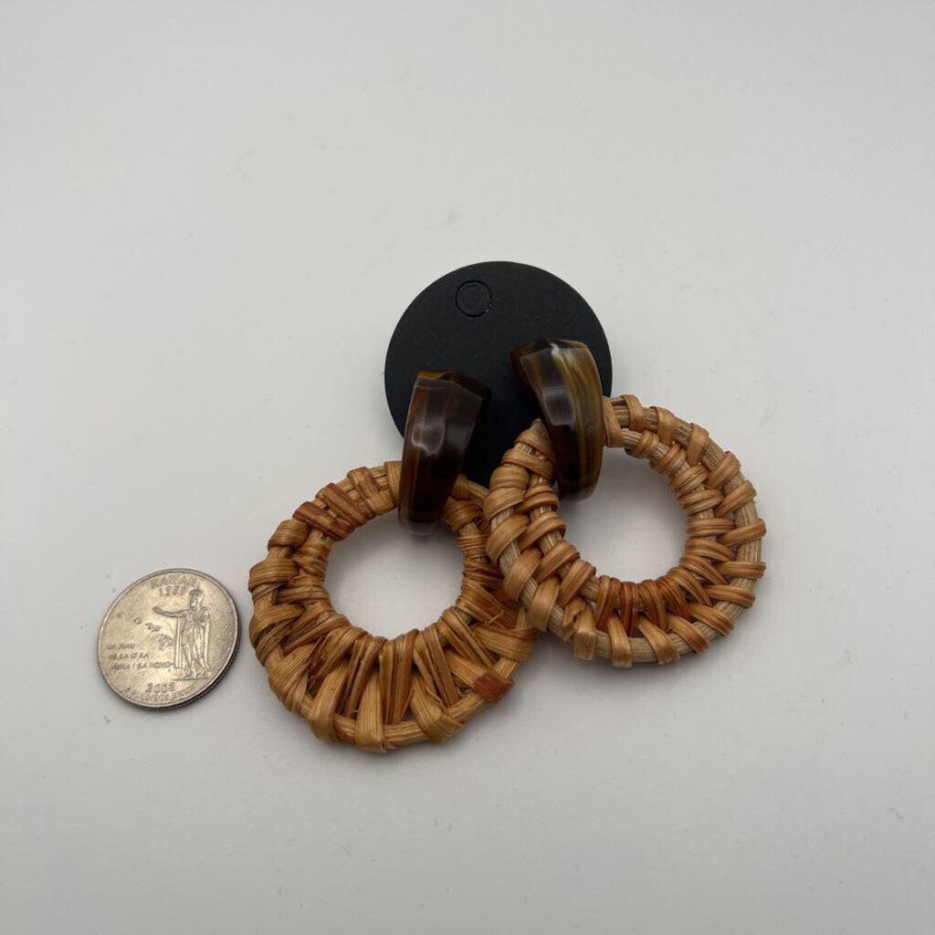 Brown Woven Drop Earrings