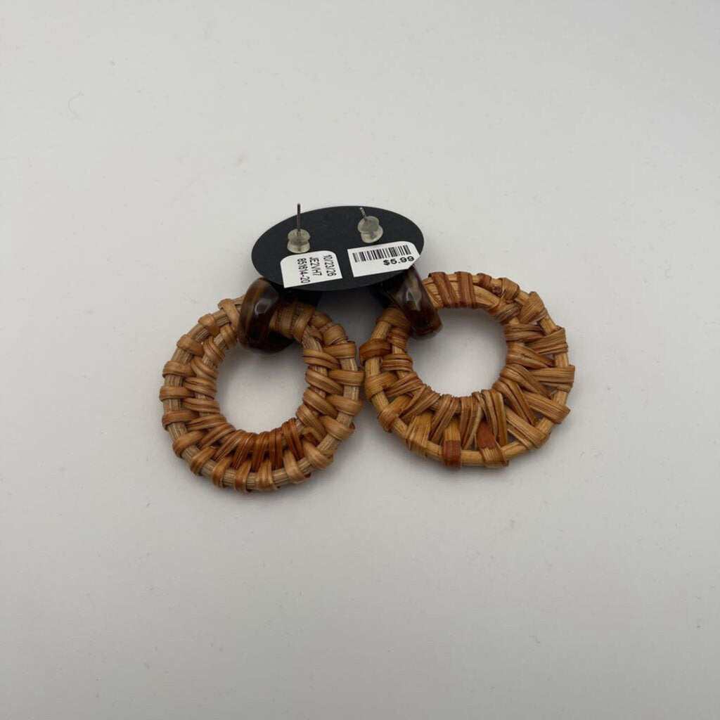 Brown Woven Drop Earrings