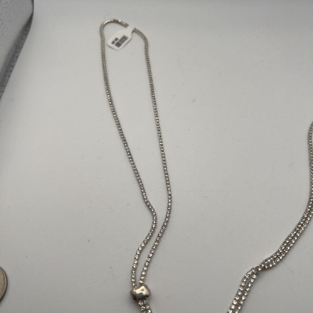 Silver/ Rhinestone Adjustable Long Necklace