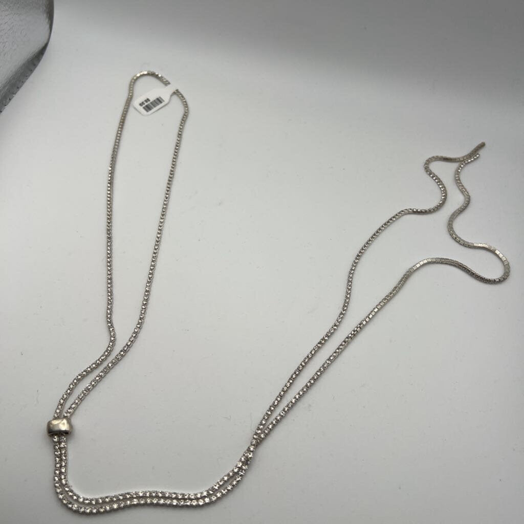 Silver/ Rhinestone Adjustable Long Necklace
