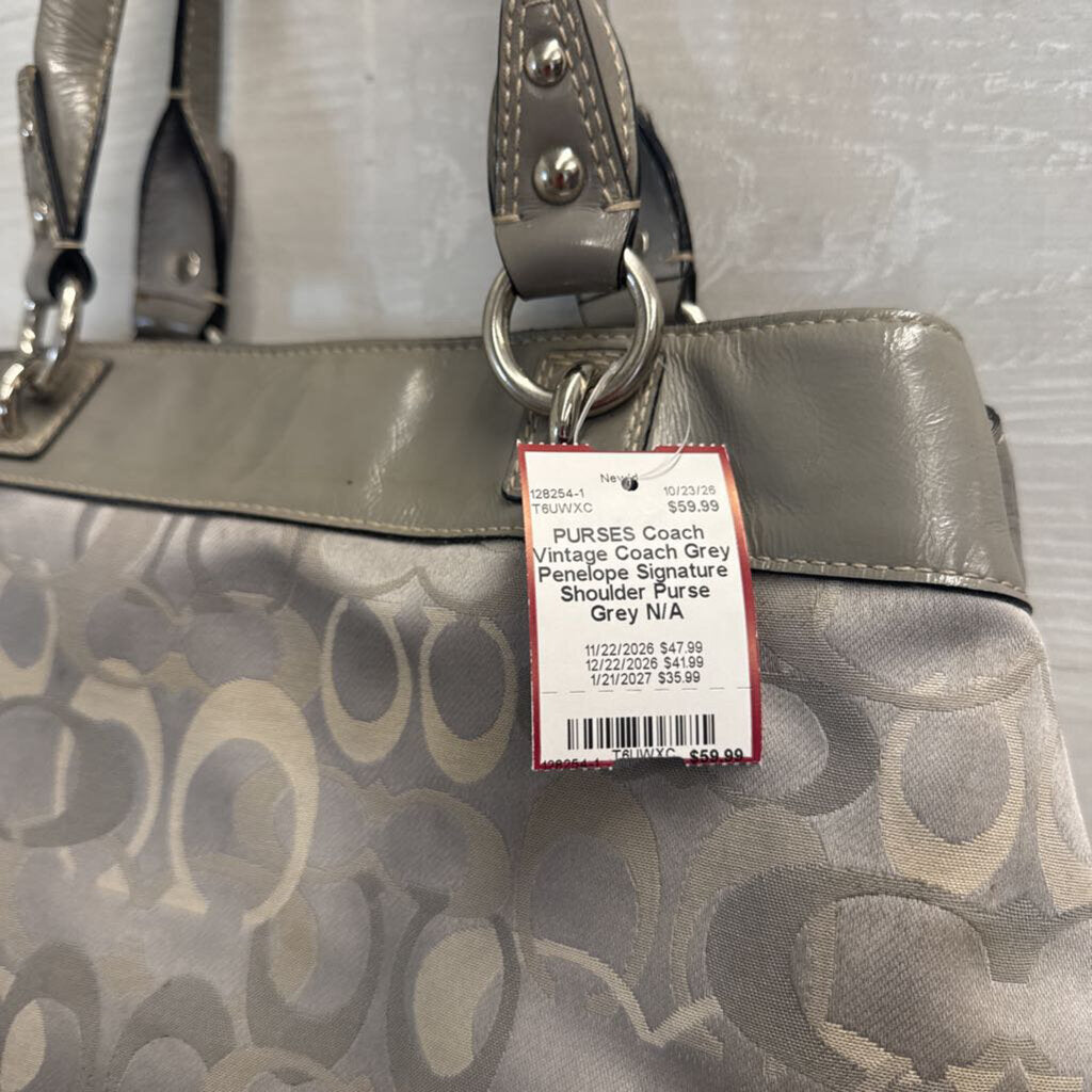 Vintage Coach Grey Penelope Signature Shoulder Purse