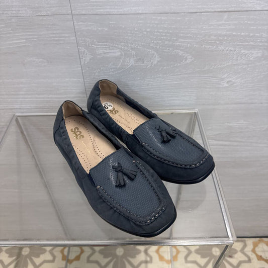 SAS Blue Suede Hope Slip On Tassel Loafers 6.5