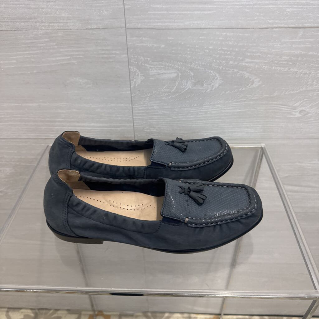 SAS Blue Suede Hope Slip On Tassel Loafers 6.5